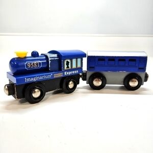 Imaginarium Wooden Railway Blue Express 9581 Magnetic Train and Car Set